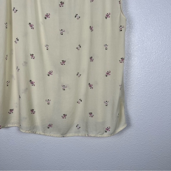 Abercrombie & Fitch Floral Short Sleeve Button Back Blouse Yellow Sz XL - Picture 2 of 6